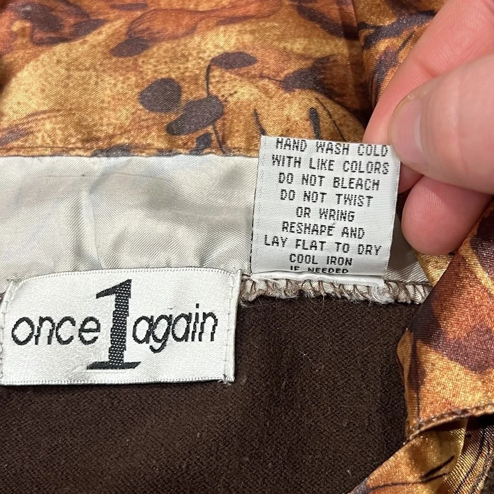 Vintage 90s Layered‎ Sweater Vest Blouse, Brown/Leopard, Women's Size Large